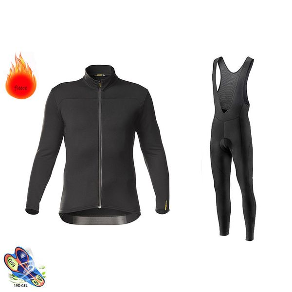 racing sets 2021 winter thermal cycling jersey set bike triathlon competition ropa ciclismo long sleeve, Black;blue