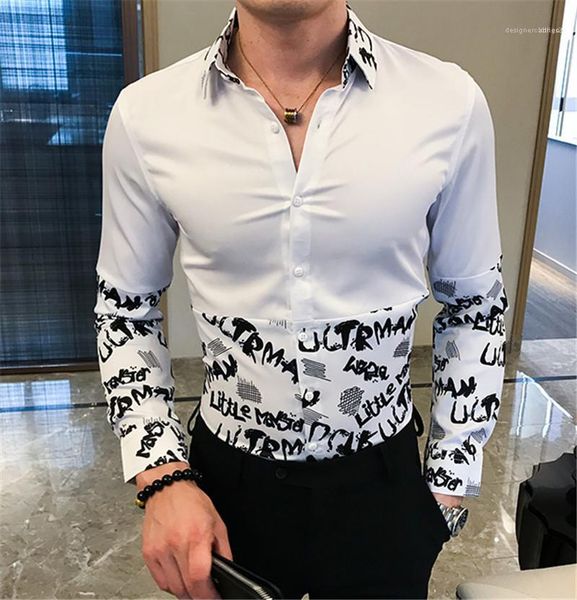 designer mens shirt spring print long sleeve lapel clothes fashion styles single breasted male, White;black
designer mens shirt spring print long sleeve lapel clothes fashion styles single breasted male, White;black