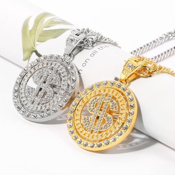 us dollar money spin pendant necklaces luxury gold color long chain necklace men women accessories necklace hip hop jewelry, Silver
us dollar money spin pendant necklaces luxury gold color long chain necklace men women accessories necklace hip hop jewelry, Silver