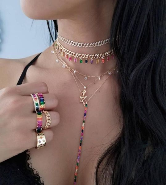 luxury statement rainbow cz cuban link chain with colorful baguette cz drop charm rock hiphop wedding choker necklace gift, Silver
luxury statement rainbow cz cuban link chain with colorful baguette cz drop charm rock hiphop wedding choker necklace gift, Silver