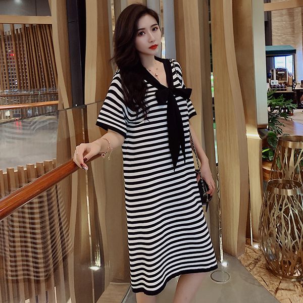 maternity clothes summer bow collar striped maternity dress clothes for pregnant women loose casual mom dress, White
maternity clothes summer bow collar striped maternity dress clothes for pregnant women loose casual mom dress, White