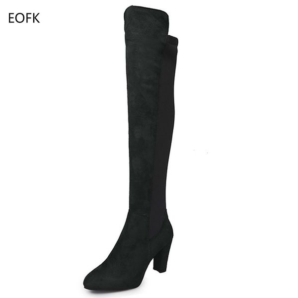 boots eofk women over knee women's shoes winter fashion high heel slip-on elastic warm short plush botas large size, Black
boots eofk women over knee women's shoes winter fashion high heel slip-on elastic warm short plush botas large size, Black