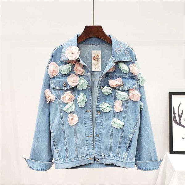 women's jackets korean fashion beading applique flowers denim jacket women blue basic coat loose casual long sleeve jeans outwear femal, Black;brown
women's jackets korean fashion beading applique flowers denim jacket women blue basic coat loose casual long sleeve jeans outwear femal, Black;brown