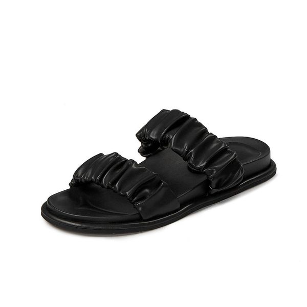 new brand slipper for women fashion summer cow leather low heel slip on slides summer outdoor dress shoes, Black
new brand slipper for women fashion summer cow leather low heel slip on slides summer outdoor dress shoes, Black