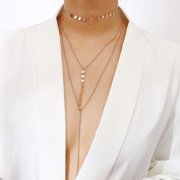 jewelry personalized fashion business handmade copper sequins multi-layer versatile clavicle necklace, Silver
jewelry personalized fashion business handmade copper sequins multi-layer versatile clavicle necklace, Silver