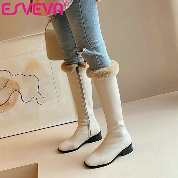 esveva 2021 square med heel pu+leather knee high boots women boots shoes round toe western style zipper size 34-39, Black
esveva 2021 square med heel pu+leather knee high boots women boots shoes round toe western style zipper size 34-39, Black