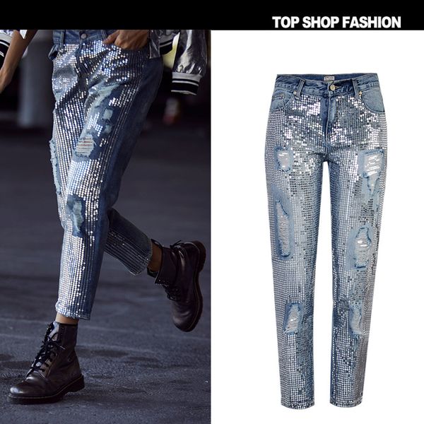 trend-setter 2020 spring fashion sequins ripped jeans women hole denim ankle-length pants streetwear autumn trousers women, Blue
trend-setter 2020 spring fashion sequins ripped jeans women hole denim ankle-length pants streetwear autumn trousers women, Blue