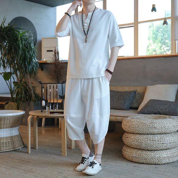 2020 summer new fashion chinese style seven-quarter sleeve cotton and linen suit capri pants linen loose large size men's clothing, Black;white
2020 summer new fashion chinese style seven-quarter sleeve cotton and linen suit capri pants linen loose large size men's clothing, Black;white