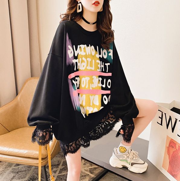 autumn pullover pullovercoat pulloverlong sleeve lace stitching pullover sweater 2020 new women's korean style loose coat ins fashion b, Black
autumn pullover pullovercoat pulloverlong sleeve lace stitching pullover sweater 2020 new women's korean style loose coat ins fashion b, Black