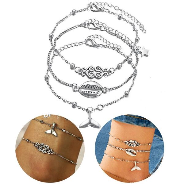 link, chain 3pcs alloy ankle bracelet shell fishtail beach anklet layered summer barefoot sandals for women, Black
link, chain 3pcs alloy ankle bracelet shell fishtail beach anklet layered summer barefoot sandals for women, Black