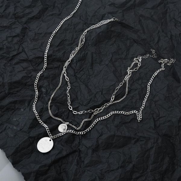 fashion hip-hop three-layer chain stacking titanium steel round brand letter multilayer necklace jewelry sale, Silver
fashion hip-hop three-layer chain stacking titanium steel round brand letter multilayer necklace jewelry sale, Silver