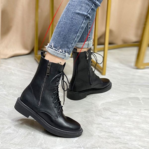 boots sheepskin zipper lace-up women chunky heels round toe motorcycle botas mid-calf sewing med high botines mujer, Black
boots sheepskin zipper lace-up women chunky heels round toe motorcycle botas mid-calf sewing med high botines mujer, Black