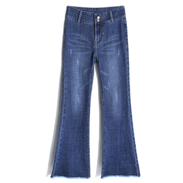 women's 2020 new seasons high waist tassel micro- jeans stretch slim slimming trousers elegant wild trousers, Blue 
women's 2020 new seasons high waist tassel micro- jeans stretch slim slimming trousers elegant wild trousers, Blue