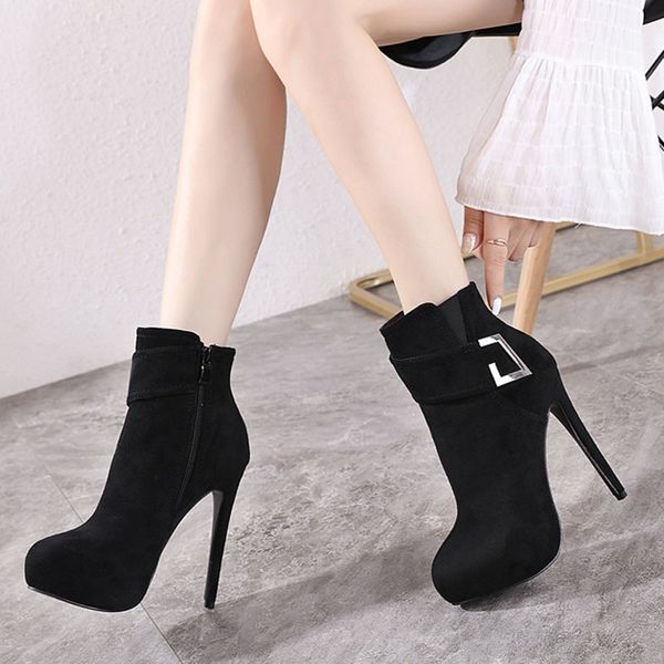 women's boots autumn rock shoes woman booties ladies round toe platform zipper boots-women thigh high heels high, Black
women's boots autumn rock shoes woman booties ladies round toe platform zipper boots-women thigh high heels high, Black
