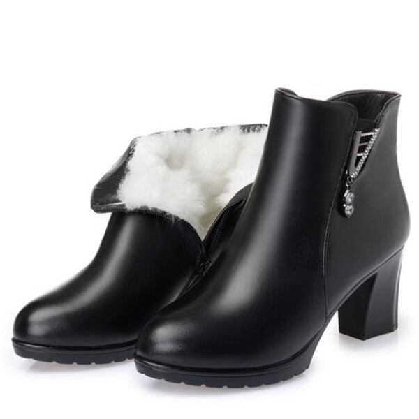 boots 100% natural full cowhide women non-slip high heeled wool warm cotton winter shoes snow, Black
boots 100% natural full cowhide women non-slip high heeled wool warm cotton winter shoes snow, Black