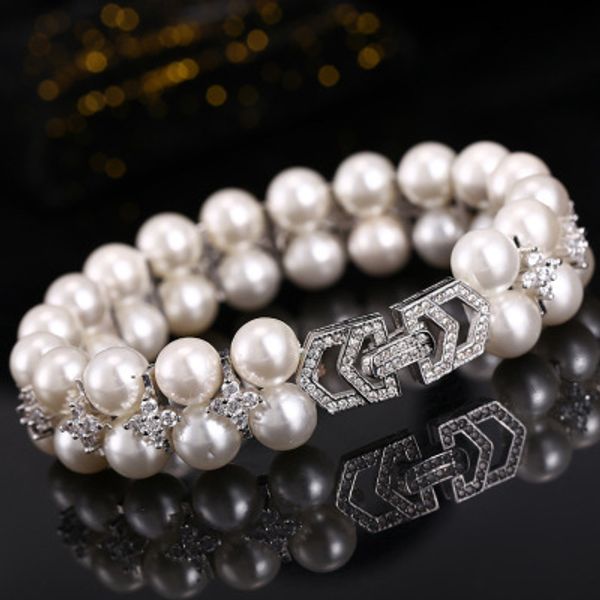 18.2cm new model pearl bracelet women jewery with zircon stones link chains, Golden;silver
18.2cm new model pearl bracelet women jewery with zircon stones link chains, Golden;silver