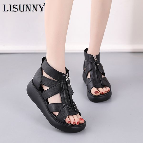lisunny 2020 summer genuine leather gladiator sandals women high heels classic black peep toe hollow ladies sandals wedges
lisunny 2020 summer genuine leather gladiator sandals women high heels classic black peep toe hollow ladies sandals wedges