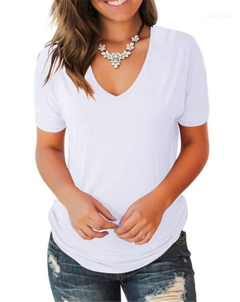 ladies designer female tees solid color v neck short sleeve womens tshirts summer thin relaxed sexy, White
ladies designer female tees solid color v neck short sleeve womens tshirts summer thin relaxed sexy, White