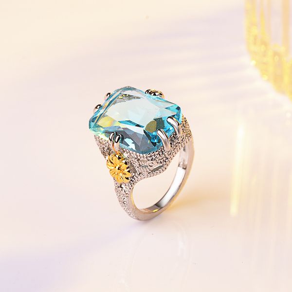 sterling silver 925 ring with created lake blue aquamarine gemstone flower rings for women 925 silver party fine jewelry, Golden;silver
sterling silver 925 ring with created lake blue aquamarine gemstone flower rings for women 925 silver party fine jewelry, Golden;silver