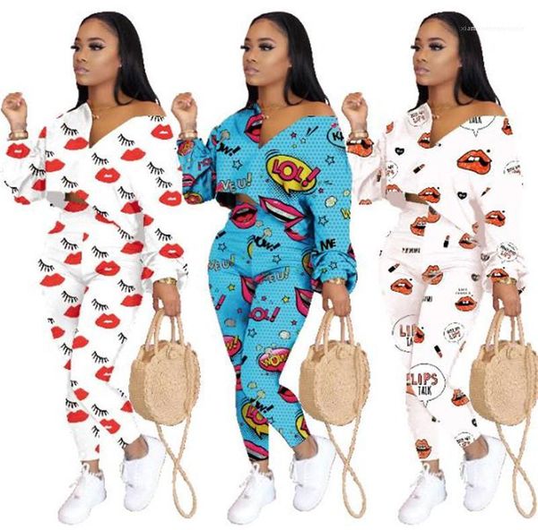 v neck loose two piece sweatpants 20fw women clothing lips print women tracksuits street style casual long sleeve, Gray
v neck loose two piece sweatpants 20fw women clothing lips print women tracksuits street style casual long sleeve, Gray