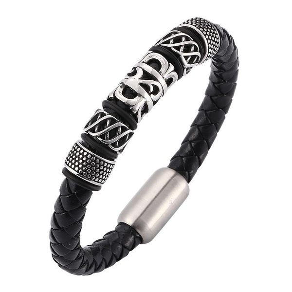 charm bracelets retro business men's black red woven leather cord bracelet stainless steel buttoned fashion simple 7-sp0047, Golden;silver
charm bracelets retro business men's black red woven leather cord bracelet stainless steel buttoned fashion simple 7-sp0047, Golden;silver
