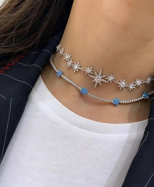 chains fashion heavy star choker necklace with cz pave north charm rose gold color drop ship wedding, Silver
chains fashion heavy star choker necklace with cz pave north charm rose gold color drop ship wedding, Silver