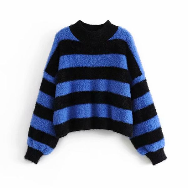 women striped sweater womens thick warm knitted pullovers ladies oversized chic blue knitwear korean-japanese clothes, White;black
women striped sweater womens thick warm knitted pullovers ladies oversized chic blue knitwear korean-japanese clothes, White;black