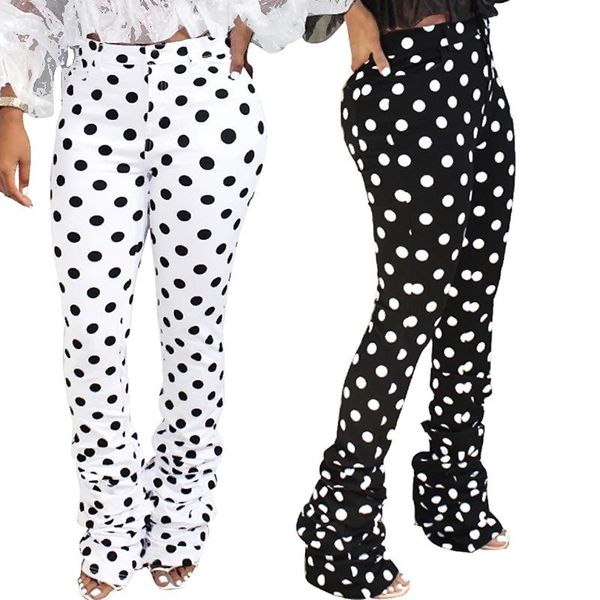 polka dot print pant women high elastic bell bottom stacked sweatpant vintage bandage skinny pants, Black;white
polka dot print pant women high elastic bell bottom stacked sweatpant vintage bandage skinny pants, Black;white