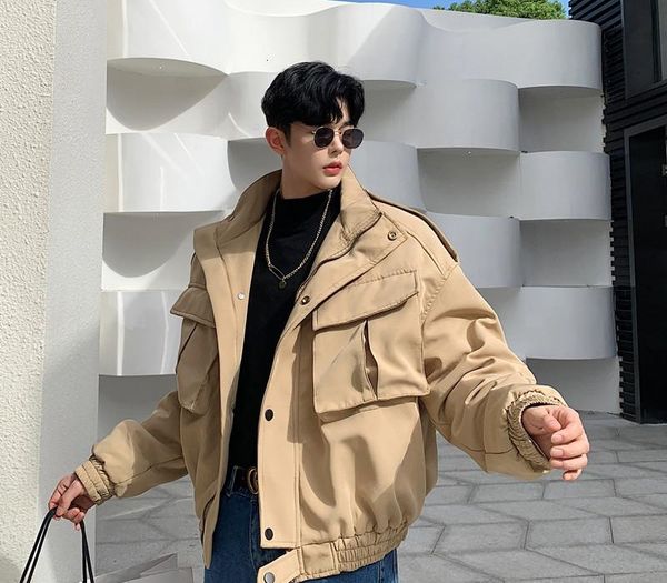 2020 autumn and winter new korean short coat fashion casual solid color large pocket tooling thickening jacket m-2xl, Black
2020 autumn and winter new korean short coat fashion casual solid color large pocket tooling thickening jacket m-2xl, Black