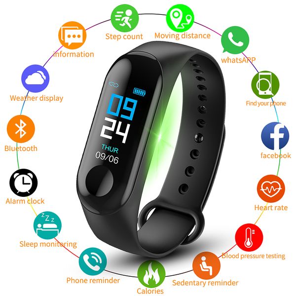 

M3 Smart Band Health Wristband Waterproof Fitness Tracker Blood Pressure Heart Rate Monitor Smart Bracelet smart watch Men
