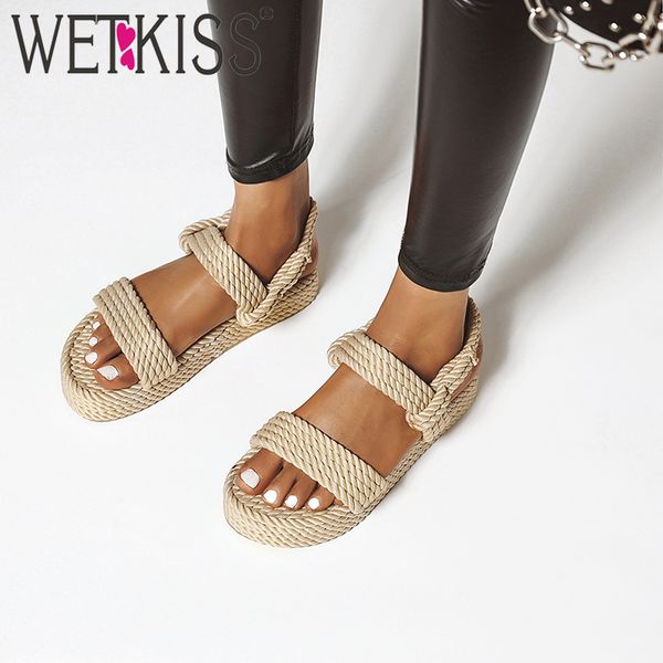 wetkiss beach sandals for women rope ladies sandals weave fisherman shoes woman flat platform women shoes, Black
wetkiss beach sandals for women rope ladies sandals weave fisherman shoes woman flat platform women shoes, Black