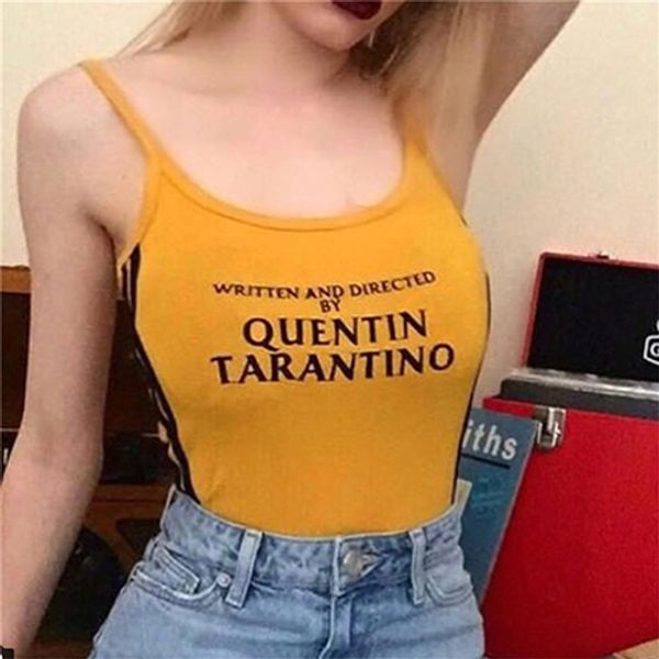 2020 new written and directed by quentin tarantino hit color letter printing bodysuit for women sling shirt, White
2020 new written and directed by quentin tarantino hit color letter printing bodysuit for women sling shirt, White