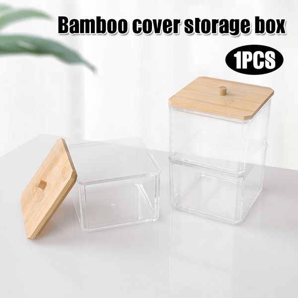 multifunction transparent organizer cosmetices cotton swab kitchen seasoning storage box with bamboo cover
multifunction transparent organizer cosmetices cotton swab kitchen seasoning storage box with bamboo cover