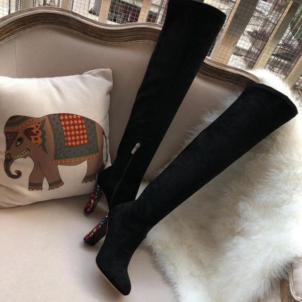 shoes women winter over the knee women boots kid suede pointed toe super high heels boots zapatos de mujer, Black
shoes women winter over the knee women boots kid suede pointed toe super high heels boots zapatos de mujer, Black