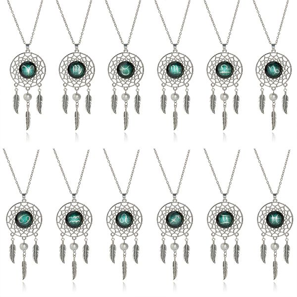 long chains dream catcher necklace handmade bohemia 12 zodiac necklace women jewely gift, Silver
long chains dream catcher necklace handmade bohemia 12 zodiac necklace women jewely gift, Silver