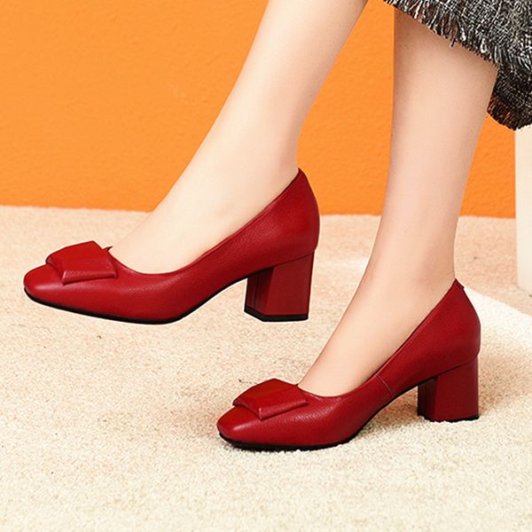 spring quality genuine leather shallow women brand pumps elegant office basic dancing shoes woman plus size square heels, Black
spring quality genuine leather shallow women brand pumps elegant office basic dancing shoes woman plus size square heels, Black