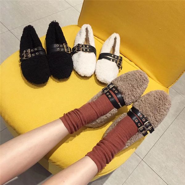 double black buckle strap lambswool flats shoes women winter slip on plush moccasins metal decoration curly hairy loafers femme
double black buckle strap lambswool flats shoes women winter slip on plush moccasins metal decoration curly hairy loafers femme