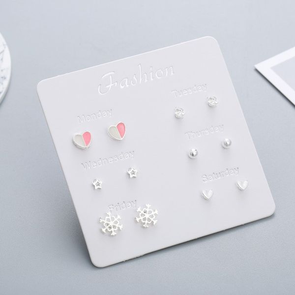 stud 6 pairs/set 2021 fashion heart shape earrings set for women girl cute lovely star snowflake wedding party, Golden;silver
stud 6 pairs/set 2021 fashion heart shape earrings set for women girl cute lovely star snowflake wedding party, Golden;silver