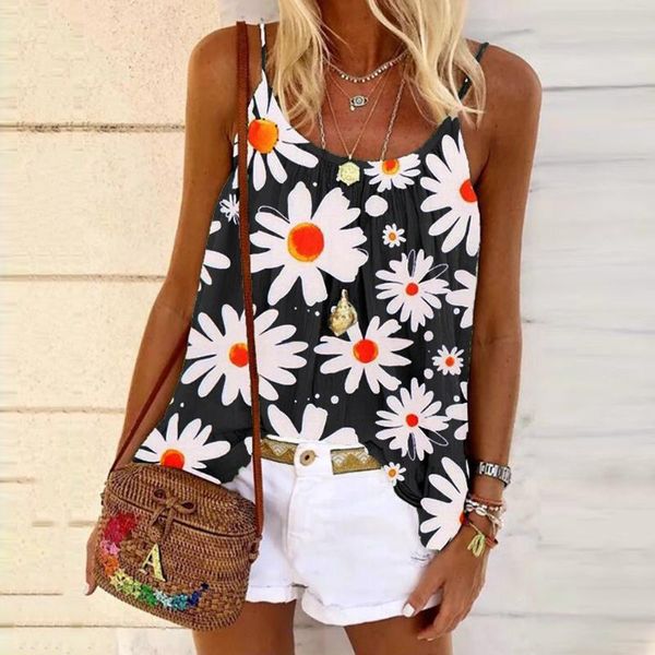 camisole tank women's daisy print strappy tee shirt female sleeveless casual loose o-neck white plus size
camisole tank women's daisy print strappy tee shirt female sleeveless casual loose o-neck white plus size