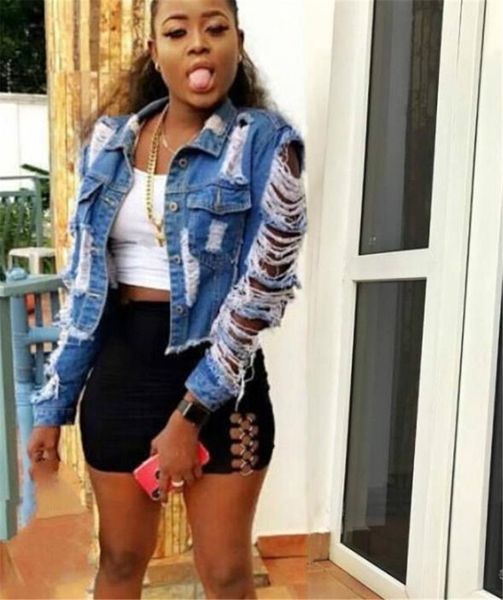 street style women denim jackets fashion ripped long sleeve washed short jean coats new women clothing, Black;brown
street style women denim jackets fashion ripped long sleeve washed short jean coats new women clothing, Black;brown
