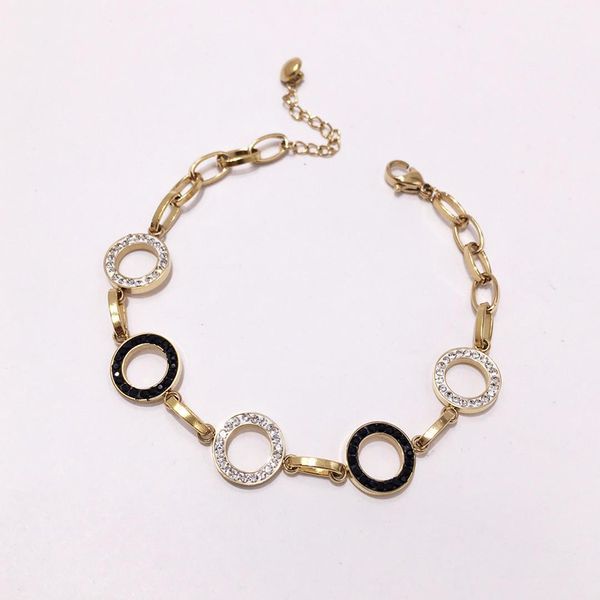 link, chain women stainless steel bracelet crystal diomand minimalist hollow circle exquisite fashion personality, Black
link, chain women stainless steel bracelet crystal diomand minimalist hollow circle exquisite fashion personality, Black