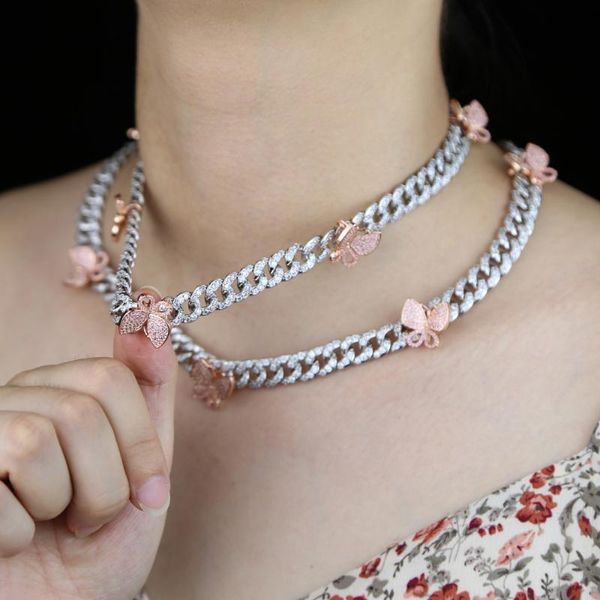 2020 iced out women cuban choker 10mm micro pave cz miami cuban link chain butterfly charm iced out necklace, Silver
2020 iced out women cuban choker 10mm micro pave cz miami cuban link chain butterfly charm iced out necklace, Silver