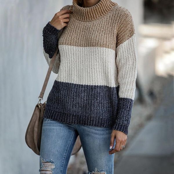 women's loose sweater turtleneck long-sleeved color matching pullovers women knitted sweater jumper soft warm mujer suéteres, White;black
women's loose sweater turtleneck long-sleeved color matching pullovers women knitted sweater jumper soft warm mujer suéteres, White;black