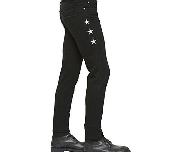 2018 summer new five-pointed star embroidery slim cotton black jeans men's thin pants, Blue
2018 summer new five-pointed star embroidery slim cotton black jeans men's thin pants, Blue