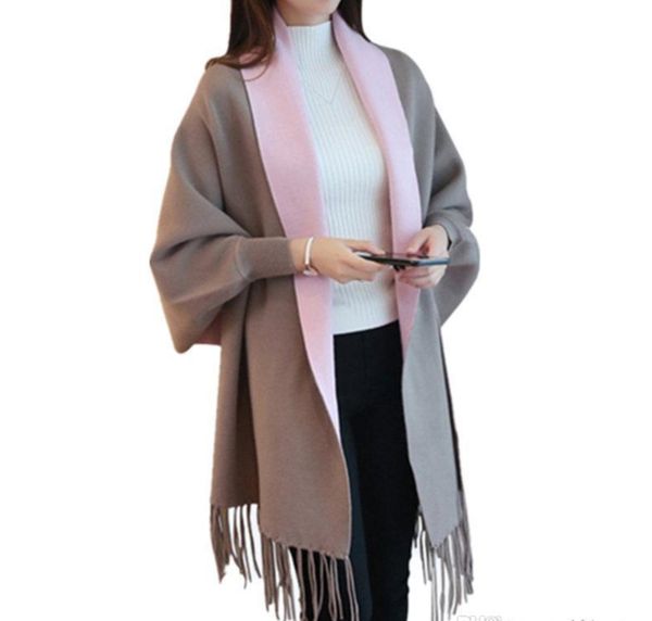 2017 winter women s warm artificial cashmere tassel poncho with batwing sleeve solid knitted oversize shawl cardigans, Blue;gray
2017 winter women s warm artificial cashmere tassel poncho with batwing sleeve solid knitted oversize shawl cardigans, Blue;gray