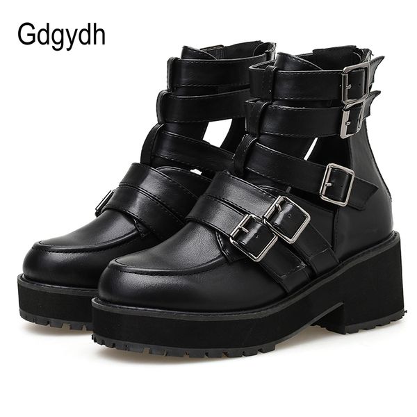 gdgydh buckle gothic black leather boots women hollow out chunky heel autumn shoes female with zipper drop shipping
gdgydh buckle gothic black leather boots women hollow out chunky heel autumn shoes female with zipper drop shipping