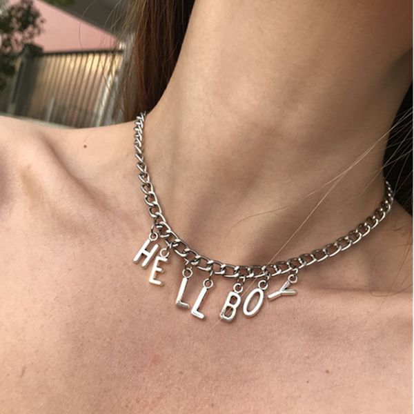 women hip hop letter hellboy angle pendant necklace clavicle chain for women men letter pendant silver chains hiphop rapper jewelry gift
women hip hop letter hellboy angle pendant necklace clavicle chain for women men letter pendant silver chains hiphop rapper jewelry gift