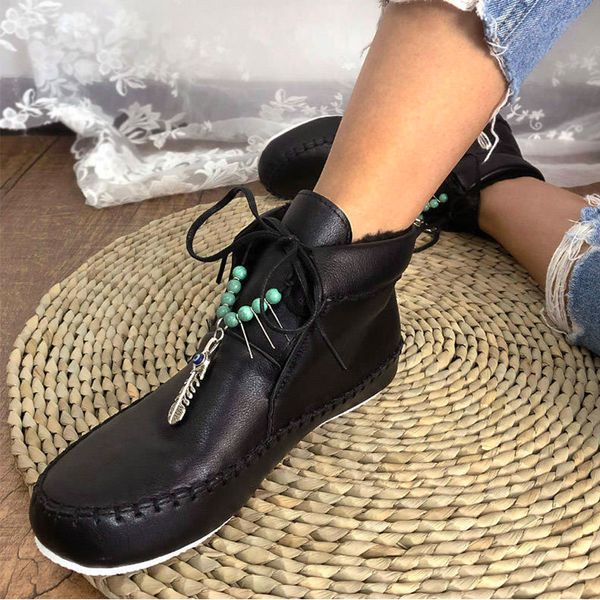2020 casual bell decorated ankle boots women shoes fashion pu leather lace up gladiator flat short boots autumn winter new shoe, Black
2020 casual bell decorated ankle boots women shoes fashion pu leather lace up gladiator flat short boots autumn winter new shoe, Black
