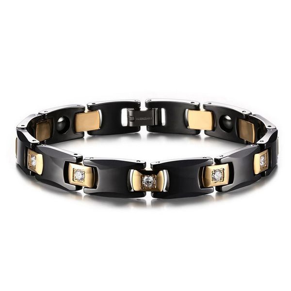 high-grade luxury male and female couples tungsten gold ceramic bracelet inlaid with tungsten steel jewelry, Black
high-grade luxury male and female couples tungsten gold ceramic bracelet inlaid with tungsten steel jewelry, Black