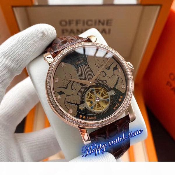 high version 5207g-001 double-sided skull dial rose gold steel case automatic mechanical movement mens watch black leather strap watches, Slivery;brown
high version 5207g-001 double-sided skull dial rose gold steel case automatic mechanical movement mens watch black leather strap watches, Slivery;brown